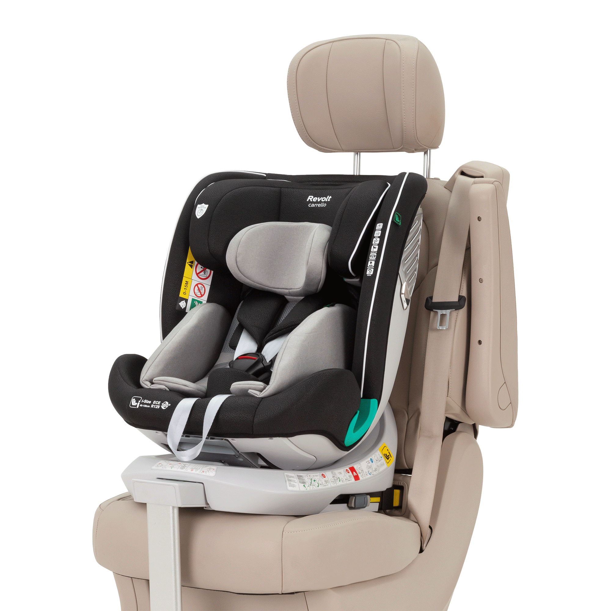 Автокрісло CARRELLO Revolt CRL-15805 (Space Black)  / 360°, група 0-I-II-III, i-Size 40-150см, ISOFIX, поворот, опор.стійка / CRL-15805